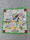 1960's Vintage Walt Disney Childs Handkerchief Mickey, Donald, Huey, Duey and Louie on Horseback