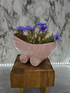 1950's Vintage Ceramic/ Porcelain Pink Wicker Baby Carriage Baby Shower/ Nursery Decor Planter