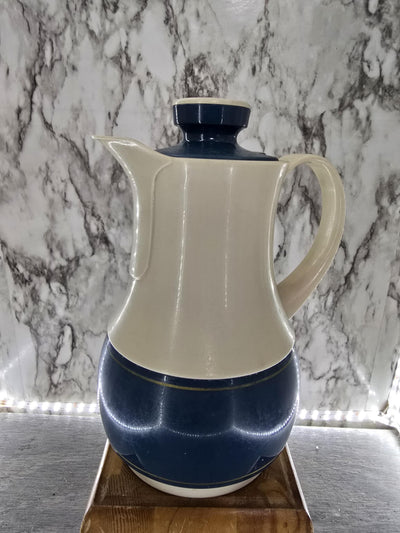 1983 Vintage THERMOS Beige and Blue Camping / Picnic/ Travel Pitcher