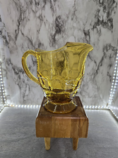 1960's Vintage Viking Glass Honey Gold Georgian Honeycomb Patterned Pitcher