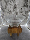 1940's Antique Anchor Hocking Art Deco Beehive Ringed Clear Glass Fruit/ Salad Bowl with looped Handles