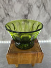 1960's Vintage Anchor Hocking Fairfield Avocado Green Glass Pedestal Candy Dish