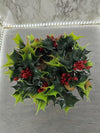 1960's Vintage Christmas Small Plastic Christmas Wreath Decor Plastic Ivy and Berries