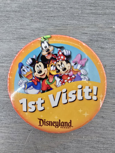 Vintage Disneyland Parks First Visit Metal Button Pin