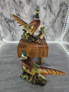 1960's Vintage Pair of Bisque Ring-Necked Pheasant Statues labeled INAROCO made in Japan