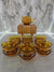 1960's Vintage Amber Indiana Glass Kings Crown Thumbprint Punch Teacups set of 9