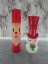 1960's Vintage Capri Christmas Santa and Snowman Large Candles Christmas Decor-Made in Japan