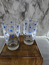 1940's Hazel Atlas Juice glasses/children's glasses with blue dots set of 2