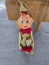 1960's Vintage Knee Hugger Pixie Elf Felt Trim Metallic Gold