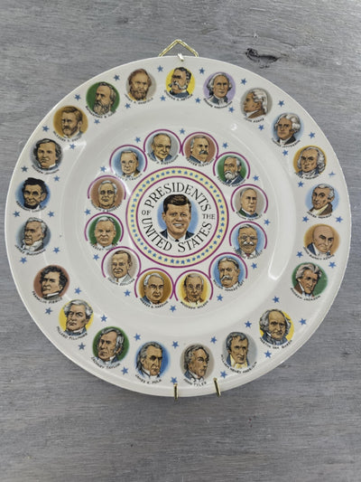 1960's Vintage President John F. Kennedy Presidental Collector Plate with Hanger Also Featuring all of the Previous Presidents before him