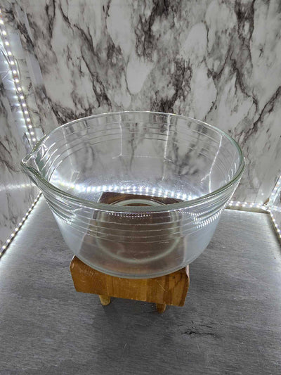 1920's Antique Depression Glass Ribbed Clear Mixing Bowl with Spout