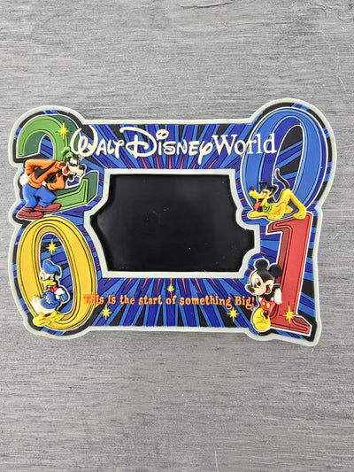 2001 Vintage Walt Disney World Framed Rubber Magnet "This is the start of something big" Mickey, Goofy, Donald, Pluto