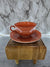 1950's Vintage Hazel Milk Glass Orange Coffee/Teacup with Saucer