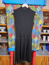 1970's Vintage Italian Black Wool Stretchy Dress with original tags