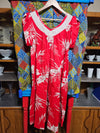 1970's Vintage Caftan Red Hawaiian MuMu Dress