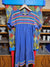 1980's Vintage Cotillion Striped Appliqued Blue Dress