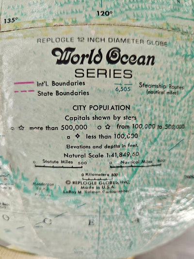 1990's Vintage Spinning Globe World Ocean Series