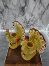 1970's Vintage Enesco Ceramic Turkey Candle Holders- made in Japan