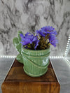 1950's Vintage Ceramic Green Rooster with Water Bucket Planter