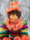 1970's Vintage Handmade Crocheet Clown Doll with rubber head, hands and feet