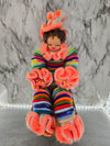 1970's Vintage Handmade Crocheet Clown Doll with rubber head, hands and feet