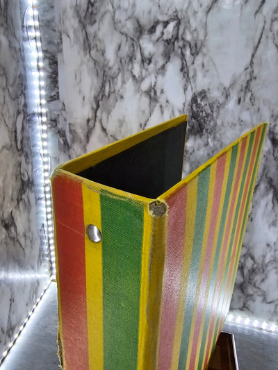 1970's Vintage 3-Ring Hytone Cardboard Binder Yellow/Green/ Orange