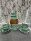 1950's Vintage Green Aztec Melamine Dinner Ware