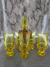 1970's Vintage Tiffin Franciscan Madeira Cornsilk Yellow Bubble footed Goblet Glasses- set of 6