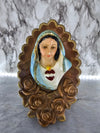 1960's Vintage Chalkware Sacred Heart of Mary Plaque Christian Religious