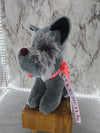 1970's  Vintage Stuffed Toy Grey Schnauzer Dog Musical Toy Stuffie