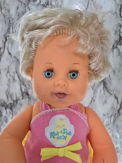 1989 Vintage Ideal Rub a Dub Dolly Baby Doll with original Outfit