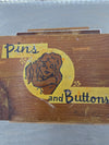 1940's Antique J.B.Deere Cedar Craft "Pins and Buttons" Wooden Souvenir  Box