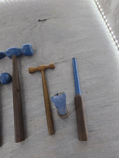 Vintage Childs Toy Wooden Tool set- Hammers and Screw Drivers