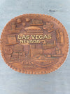 1960's Vintage Plastic Wood Grained Las Vegas  Nevada Collectors Plate