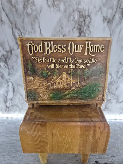 1946 Vintage Plastic Wood Grained Christian saying Napkin Holder