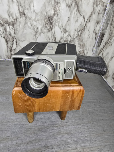 1960's Vintage Keystone 8mm Movie Camera with leather bag and film