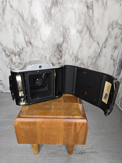 1940's Vintage Art Deco Styled Ansco Flash Clipper Camera with Leather Case