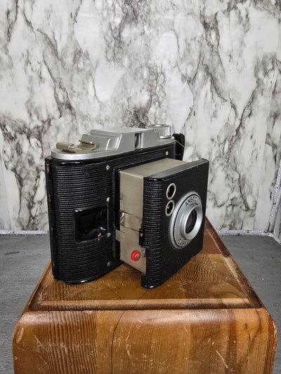 1940's Vintage Art Deco Styled Ansco Flash Clipper Camera with Leather Case