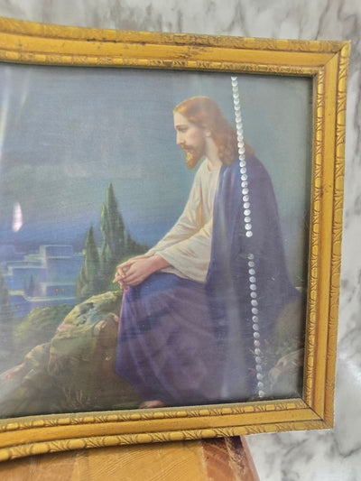 1920's Antique Jesus on the Mount of Olives Framed Lithograph by Giovanni