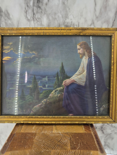 1920's Antique Jesus on the Mount of Olives Framed Lithograph by Giovanni