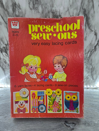 1975 Vintage "Sew-Ons Preschool Lacing Cards" by Whitman