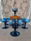 1980's  Richmond Blue Sherbert Dessert Glasses- set of 7