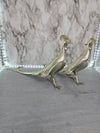 1950's  Silver Plated Metal Pheasant Bird Figurines-set of 2