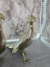 1950's  Silver Plated Metal Pheasant Bird Figurines-set of 2