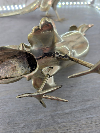 1950's  Silver Plated Metal Pheasant Bird Figurines-set of 2