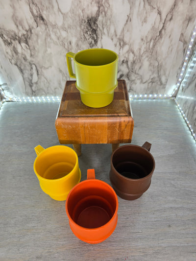 1970s  Tupperware Stackable Coffee  Mugs- set of four