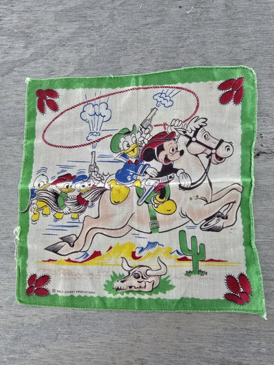 1960's Walt Disney Childs Handkerchief Mickey, Donald, Huey, Duey and Louie