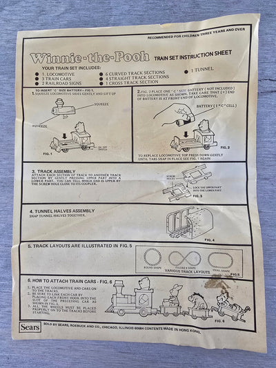 1980's Walt Disney Winnie The Pooh Battery Powered Train Set by Sears