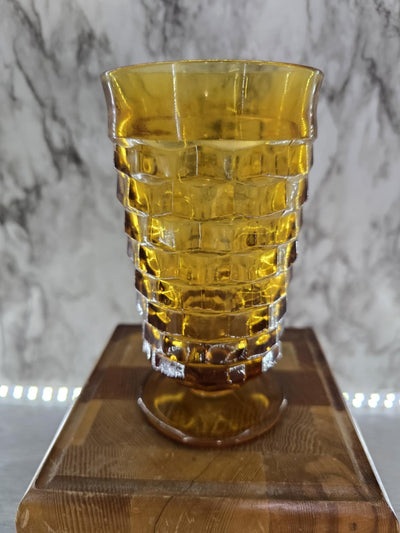 1970's Indiana Glass Amber Whitehall Cubist Colony Water Glasses set of 5