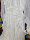 1960's Vintage flowy lace and satin high necked wedding dress with train